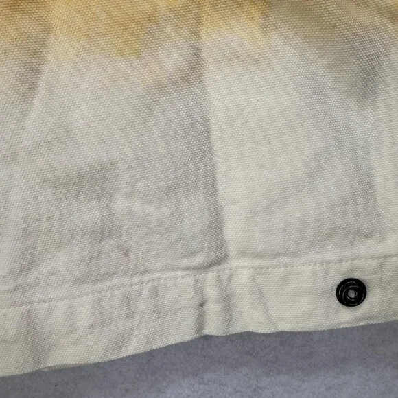 Flan Jacket Mens Medium Orange Cream Ombre Full Zip Canvas Workwear Streetwear - Picture 10 of 11